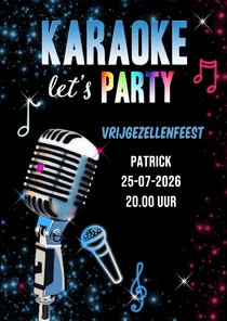 Uitnodiging karaokefeestje neon