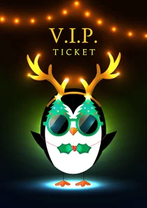 Uitnodiging kerst humor partypinguïn foute kerstoutfit disco