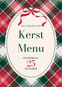 Uitnodiging kerst menu ruit en strikje