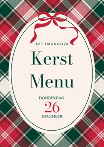 Uitnodiging kerst menu ruit en strikje