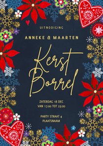 Uitnodiging kerstborrel botanisch bloemen