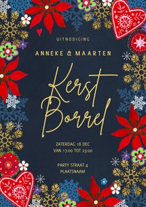 Uitnodiging kerstborrel botanisch bloemen