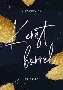 Uitnodiging kerstborrel typografie verf goud