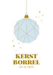 Uitnodiging kerstborrel zakelijk met blauwe kerstbal