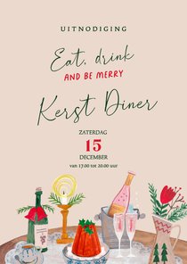 Uitnodiging kerstdiner doodle illustratie winter kerstfeest