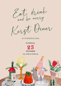 Uitnodiging kerstdiner doodle winter kerstfeest