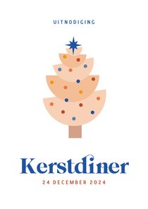 Uitnodiging kerstdiner met modern kerstboompje 