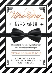 Uitnodiging kerstdiner of kerstgala retro met vlinderstrik