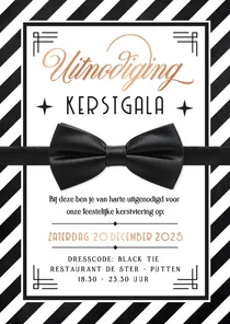 Uitnodiging kerstdiner of kerstgala retro met vlinderstrik
