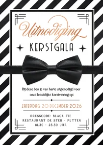 Uitnodiging kerstdiner of kerstgala retro met vlinderstrik