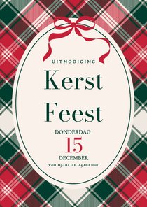Uitnodiging kerstfeest ruit en strik