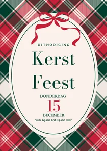 Uitnodiging kerstfeest ruit en strik