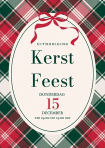 Uitnodiging kerstfeest ruit en strik
