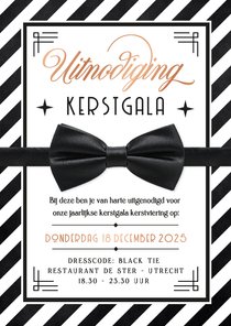 Uitnodiging kerstgala of chic kerstdiner vlinderstrikje