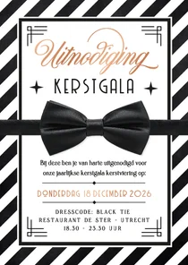 Uitnodiging kerstgala of chic kerstdiner vlinderstrikje