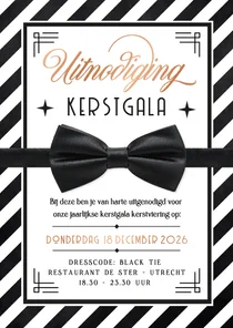 Uitnodiging kerstgala of chic kerstdiner vlinderstrikje
