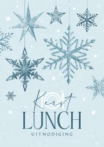 Uitnodiging kerstlunch sneeuwsterren blauw winter zakelijk