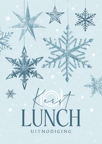 Uitnodiging kerstlunch sneeuwsterren blauw winter zakelijk