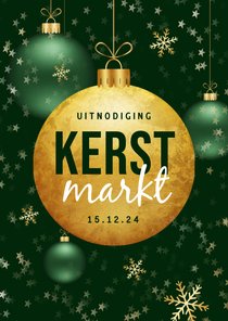 Uitnodiging kerstmarkt party kerstballen borrel