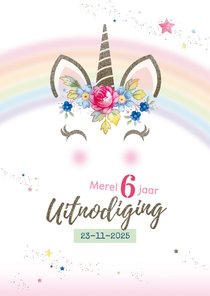 Uitnodiging kinderfeest Unicorn ansichtkaart