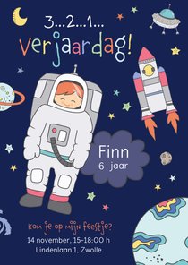 Uitnodiging kinderfeestje astronaut