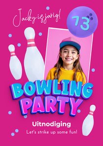 Uitnodiging kinderfeestje bowlen confetti foto party