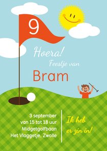 Uitnodiging kinderfeestje midgetgolf jongen