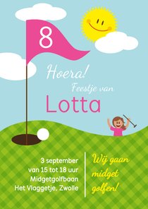 Uitnodiging kinderfeestje midgetgolf meisje