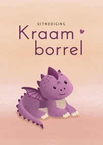 Uitnodiging kraamborrel paarse draak meisje