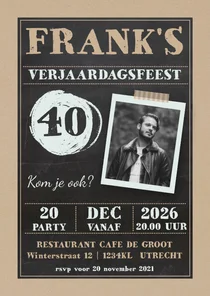 Uitnodiging kraftlook met krijtbord 