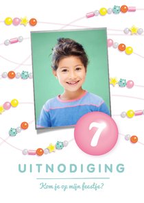 Uitnodiging kralen kinderfeestje