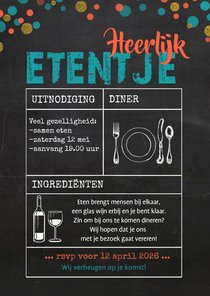 Uitnodiging krijtbord etentje