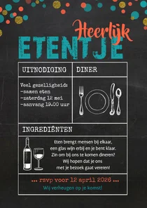 Uitnodiging krijtbord etentje