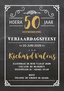 Uitnodiging krijtbord look handlettering