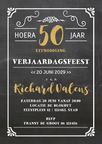Uitnodiging krijtbord look handlettering