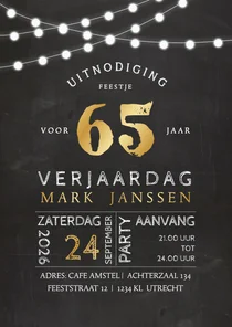 Uitnodiging krijtbord look met lampjes