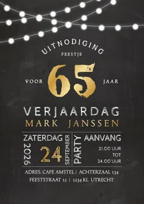 Uitnodiging krijtbord look met lampjes