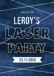 Uitnodiging lasergamen feestje met holografische foliedruk