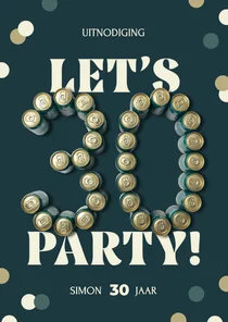 Uitnodiging let's party 30 jaar in bierblikjes