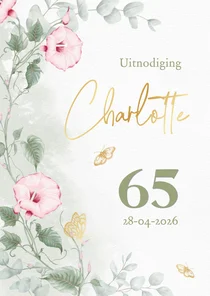 Uitnodiging met klokwinde en eucalyptus