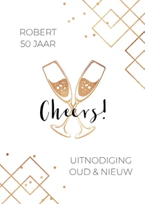 Uitnodiging nieuwjaarsfeestje champagne cheers