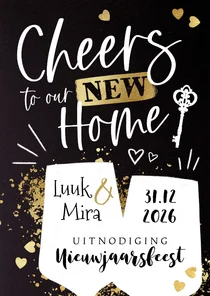 Uitnodiging oud & nieuw en housewarming ‘Cheers!’