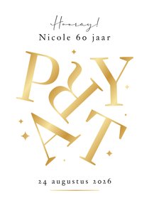 Uitnodiging party stijlvol goud champagne typografisch