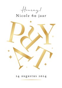 Uitnodiging party stijlvol goud champagne typografisch