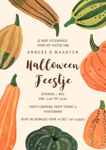 Uitnodiging pompoenen feest herfst Halloween