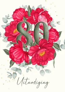 Uitnodiging rode pioenen 80 jaar