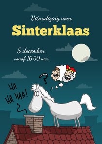 Uitnodiging Sinterklaas paard op het dak