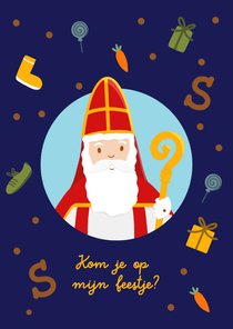 Uitnodiging sinterklaasfeest met illustratie van sinterklaas