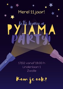 Uitnodiging slaapfeestje pyjamaparty