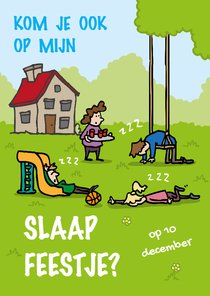 Uitnodiging Slaapfeestje Slapend in de tuin